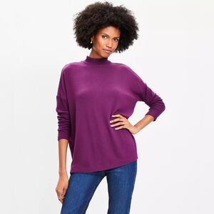 NEW Ann Taylor Loft Purple Ribbed Mockneck Top M